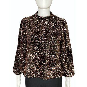 NANETTE By Nanette Lepore Women’s Medium Blush Sequin Top NEW